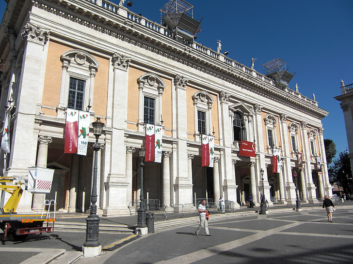 Piazza del campidoglio, Róma, Olaszország, épület, építészet, hely