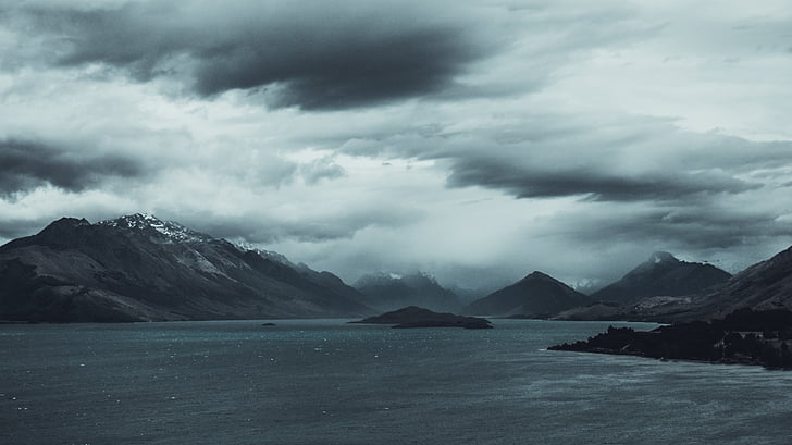 storm, weather, atmosphere, cold front, water, lake, mountains
