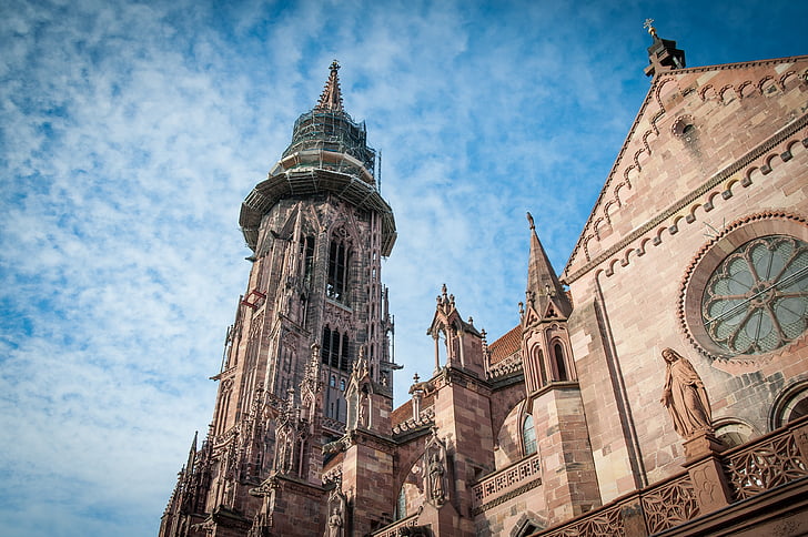 대성당, 프라이부르크, 고딕, 교회, 타워, 역사적인, 기념물