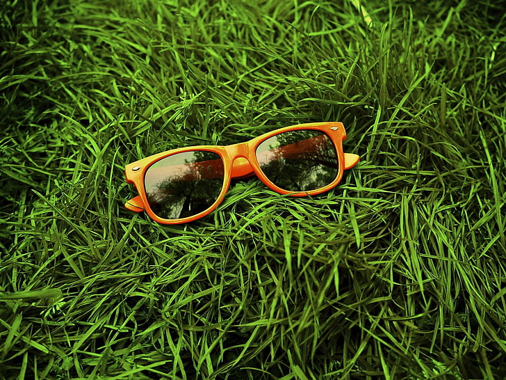 orange, briller, nuancer, solbriller, grøn, glas, mode