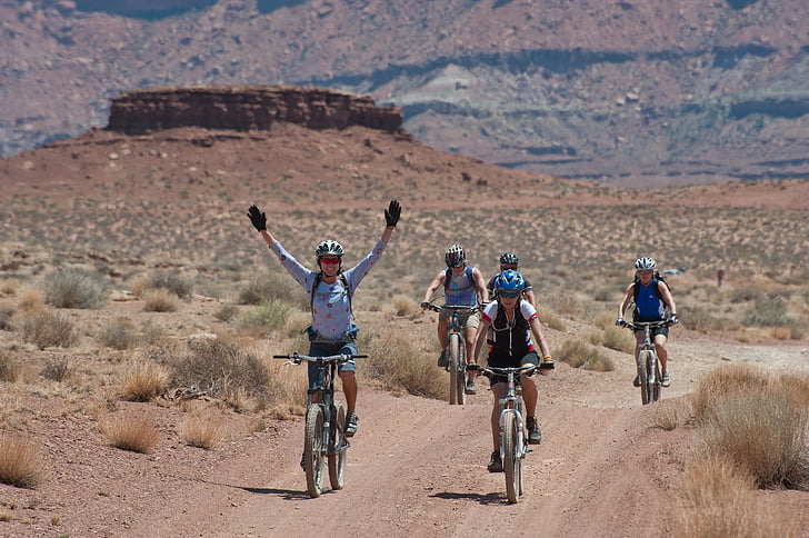 sykling, riding, sykling, syklister, aktivitet, Canyonlands nasjonalpark, Utah
