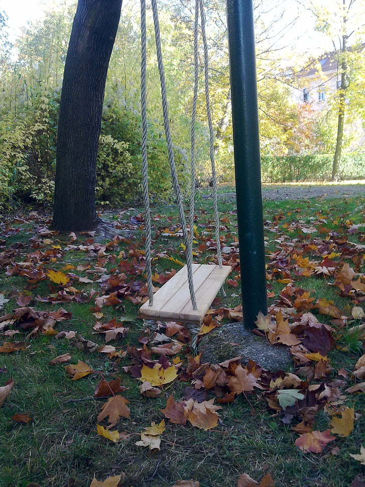 swing, playground, wood, play