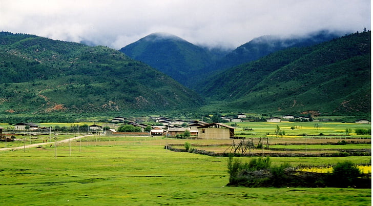 Shangri-la, verd, natural, muntanya, Àsia, natura, l'agricultura