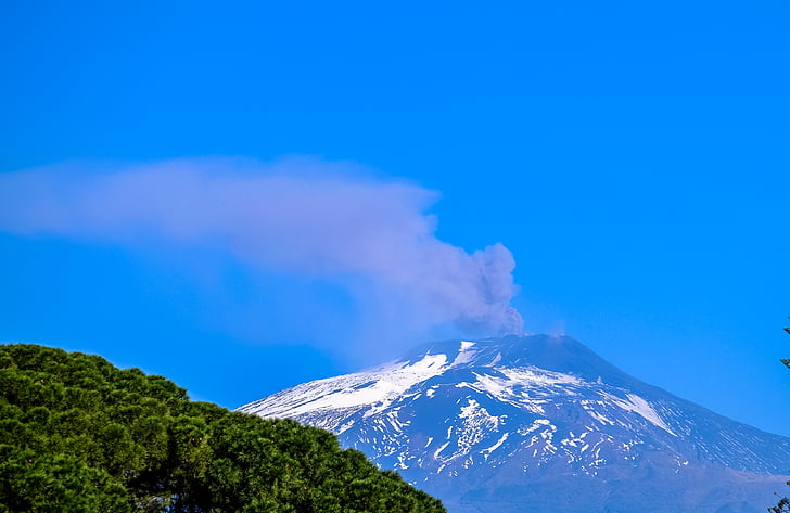 aktīvs vulkāns, daba, debesis, dūmi, vulkāns