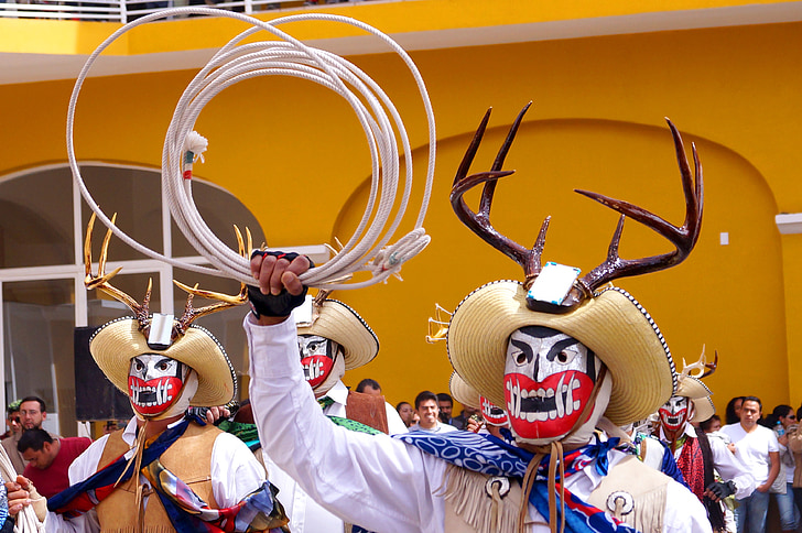 Karneval, cuernudos calnali, kostým, maska, paroh, Zobrazit