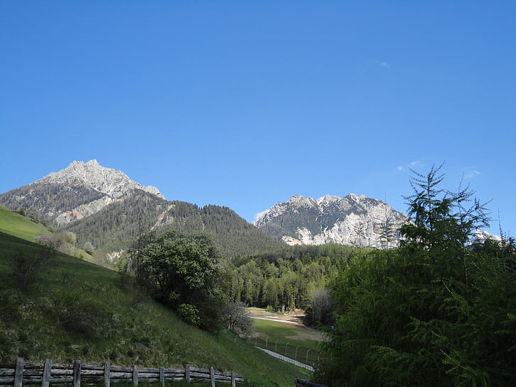 Dolomitinės Alpės, kalnai, Rokas, Panoramos, dangus, mėlyna, nuotaika