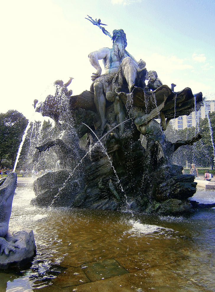 фонтан, водна струя, Гаргойл, Басейнова вода, вода, чешма, фигура