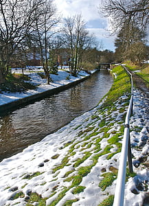 canal, snow, winter, water, cold, white, ice