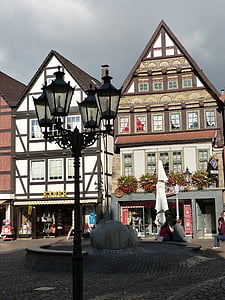 Rinteln, staré mesto, sever Porýnie, historicky, krovu, budova, fachwerkhaus