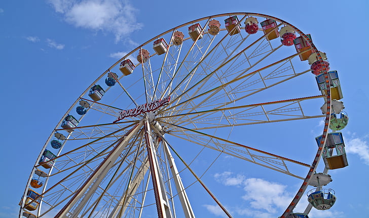 panoramsko kolo Wiener Riesenrad, vrtiljak, leto trg, folk festival, vožnja, carnies s, vrveža