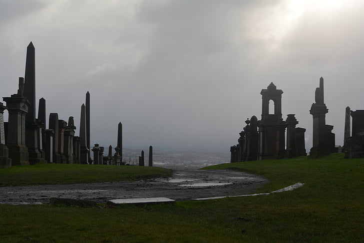 kyrkogård, Gothic, Necropolis, Glasgow, Skottland, kyrkogården, Storbritannien