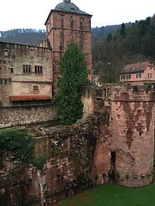 Heidelberg, Castelo, Heidelberger schloss, Fortaleza, Historicamente, Estado de Baden-württemberg, fosso de um castelo
