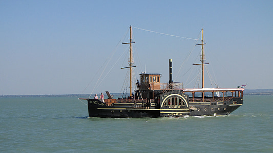 skipet, padle steamers, Steamboat, sidewheelers, Balaton, Lake, Balatonsjøen