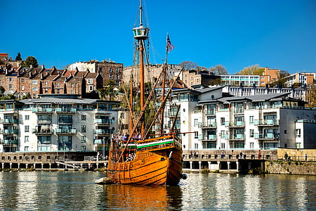 Bristol, Porto, barco, Inglaterra, Reino Unido, água, Grã-Bretanha