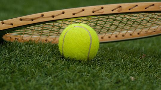 racket, tennis, idrott, grön, tennisboll, bollen, Utomhus