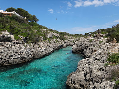 Menorca, reservado (a), turquesa, rocha, paraíso, Mediterrâneo, Verão