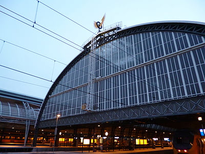estació de tren, arquitectura, Amsterdam, sostre, sala, edifici, estació central