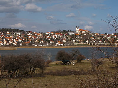 Tihany, Tihany interieur lake, Lake, dorp, Hongarije, landschap, herfst