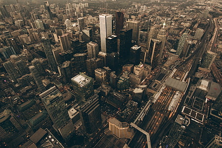 architecture, bird's eye view, buildings, city, cityscape, downtown, skyscrapers
