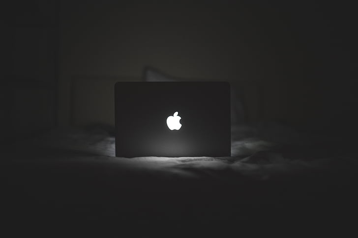 foto, Silver, MacBook, pagriezās, ābolu, gaisma, klēpjdators