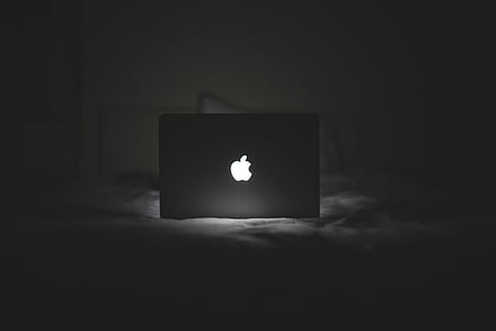 Foto, Silber, MacBook, wandte sich, Apple, Licht, Laptop