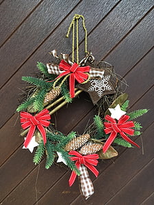 Božićni ukras, vrata, vrpce, Božić, dekoracija, drvo, Božić