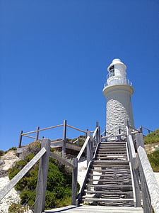 maják, Rottnest, Austrálie, pláž, dřevěné schody, léto, ostrov
