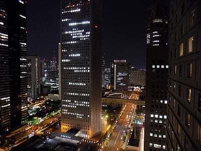 shinjuku, tokyo, japan, city scape, city lights, night, skyscraper
