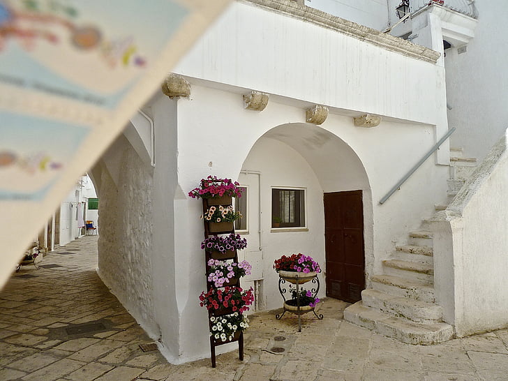 alley, arches, stone, house, entrance, white, facade