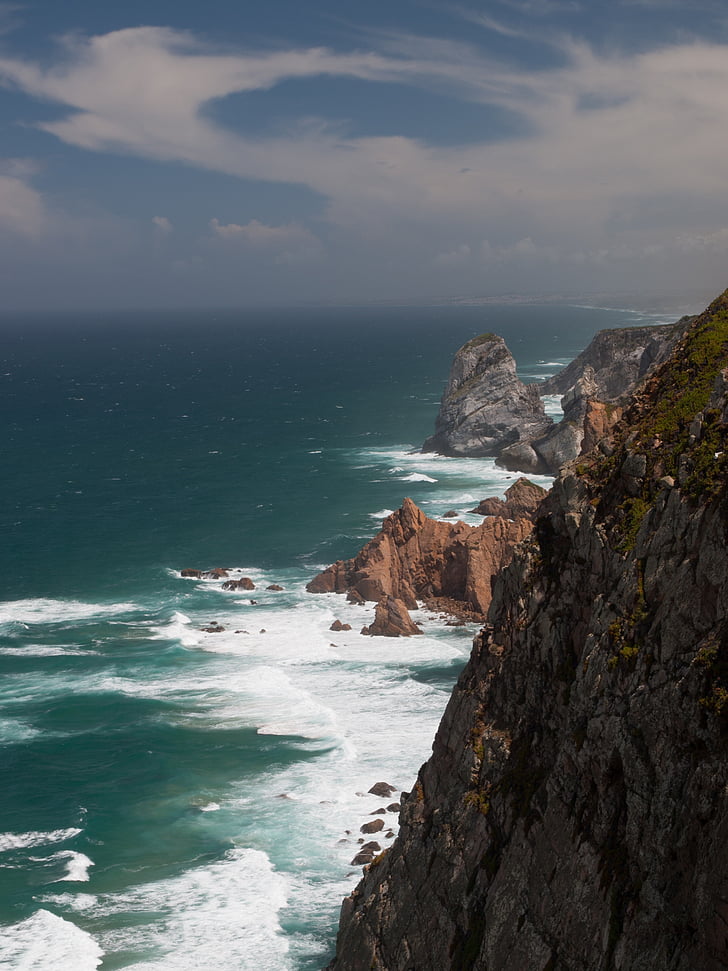 cape roca, cape, portugal, ocean, cliff, rocks, sea