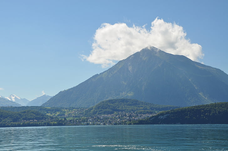 Mountain, sjön, att nysa, naturen, tuner sjö, Schweiz, landskap
