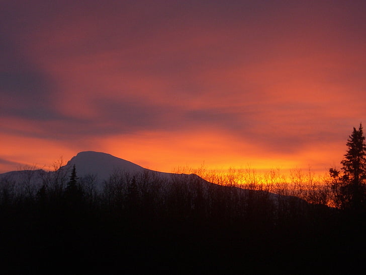 sunset, landscape, mountain, mount sanford, shield volcano, andesite, st elias national park preserve