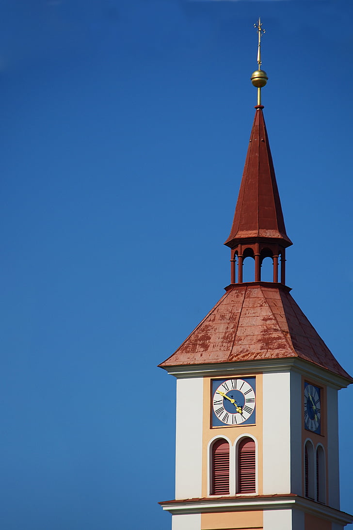 Steeple, Clock tower, kirkens ur, spir, Tower, blå, kirke