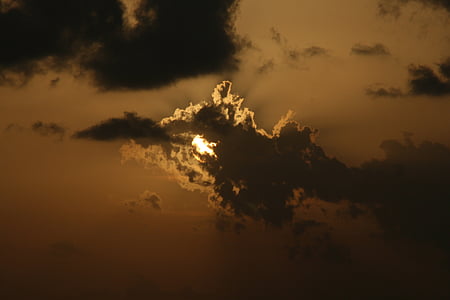 太陽, 雲, 夕方赤, 自然, サンセット, 天気, 空
