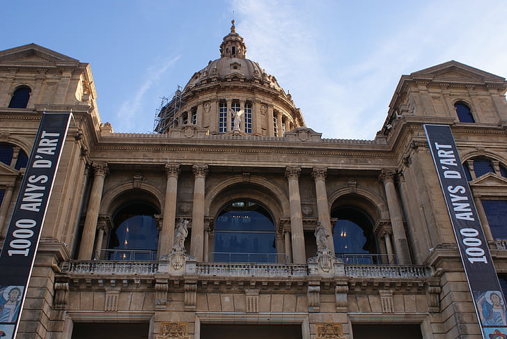 bảo tàng, Barcelona, bầu trời, cảnh quan, Catalunya, Catalonia, Vintage