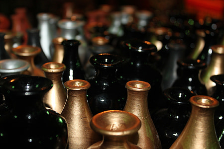 black, gold, pots, vases, sale, shop