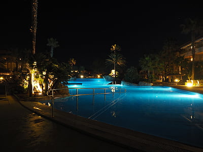 piscina, llum, estat d'ànim, llums, ambient, abendstimmung, blau