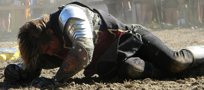 Knight, dipukuli, abad pertengahan, pertempuran, kuno, logam, abad pertengahan