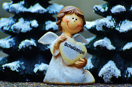 Anděl strážný, jedle, Zimní, sníh, obrázek, Vánoční, dekorace