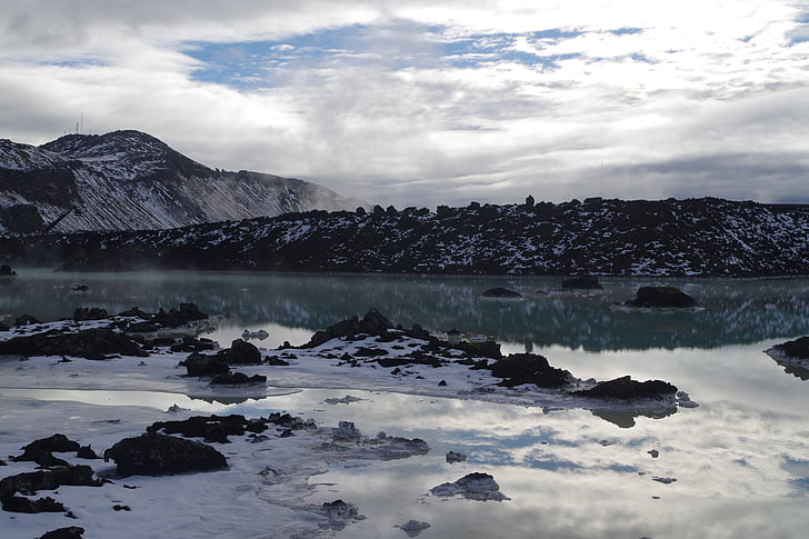 Island, Blue lagoon, fjerntliggende pools, blå, islandsk, søen