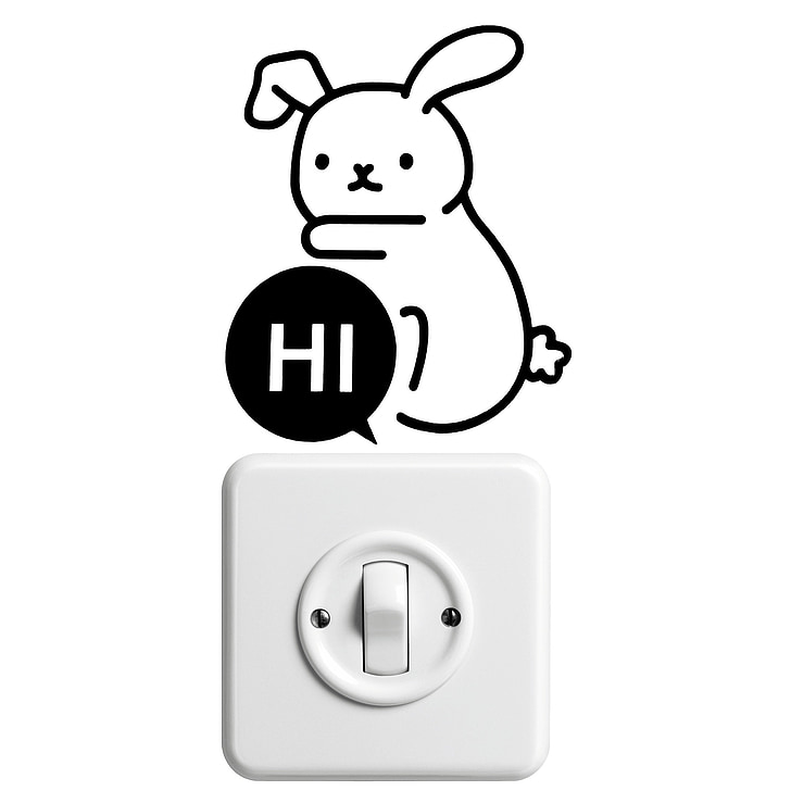 sticker, hare, hello, light switch, funny