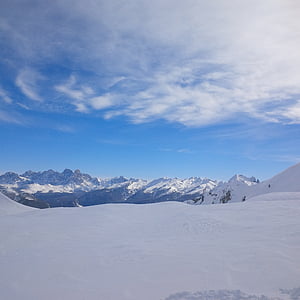 Güney Tirol, Obereggen, dağlar, kar yağışı, ter