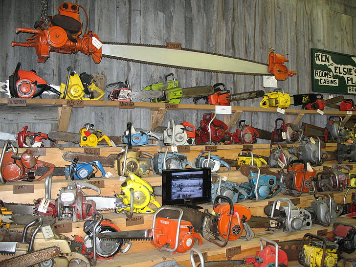 chainsaw, antique, tool, blade, sharp, wood, retro