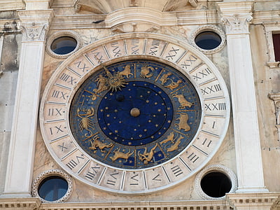 Italija, Venecija, Sen Marko aikštės, laikrodis, Horoskopas, Architektūra, fasadai