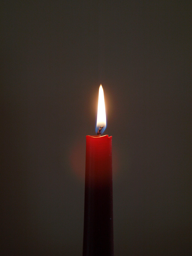 candle, wick, red, quiet, burn, light, atmosphere