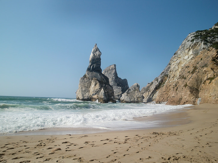 Rock, morze, Urwisko, białe klify, Portugalia, Wilder beach
