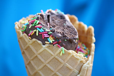 crème glacée, cône, Scoop, été, glace au chocolat, glace, chocolat