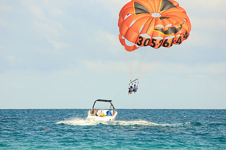 parasailing, water sports, usa, florida, miami, parachute, sea