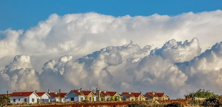 cyprus, frenaros, village, houses, clouds, dramatic, spectacular