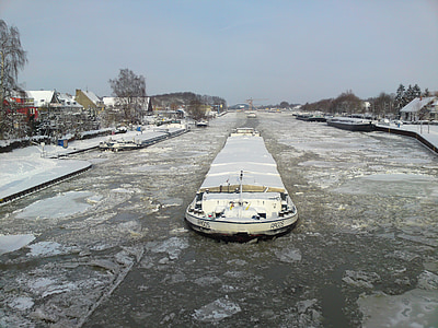talvel, kanali, Shipping, külmutatud, vee, lumi, külm